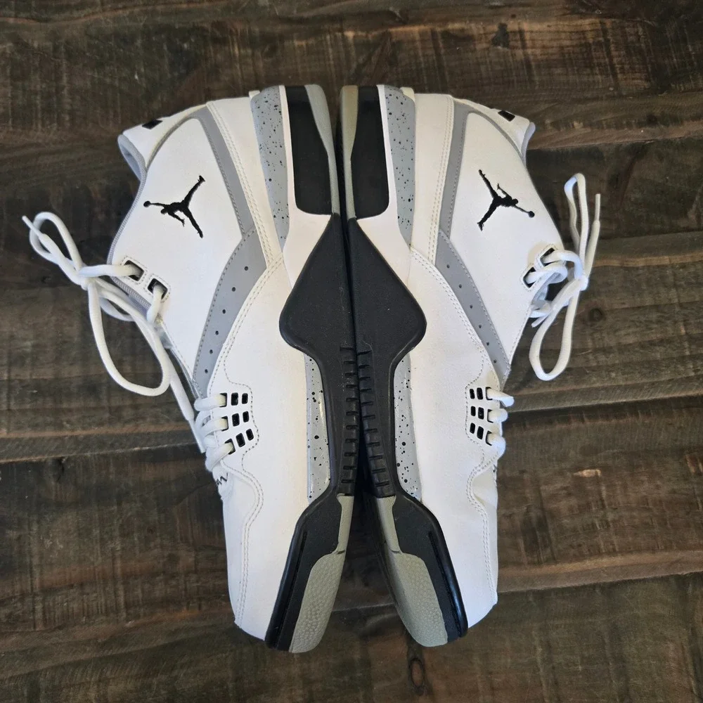 Jordan Flight 23 White Wolf Grey Black Sneakers 317820-117 Mens Size 13